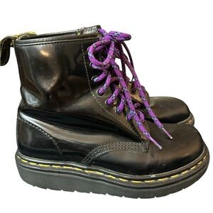 Doc Martens shiny black purple laces doc marten boots - 9 US